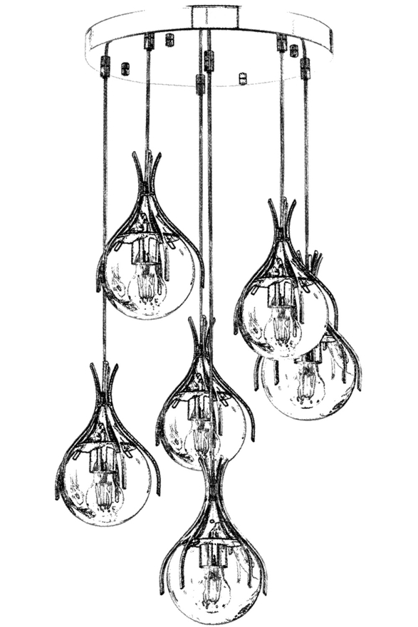 Luxury L-60161-6KT Krom Kaplama Modern Chandelier E27 Metal Cam 50cm - 3