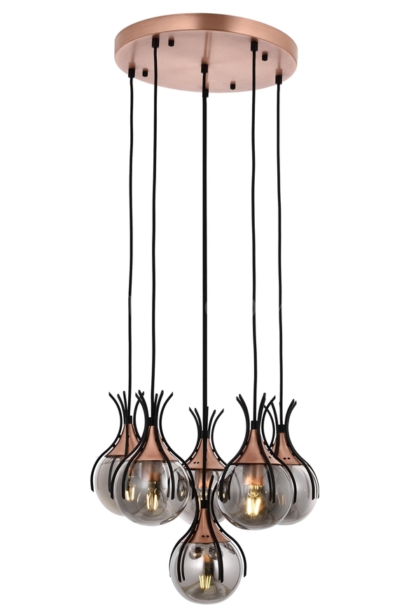 Luxury L-60161-6T-BSY Black Boyalı Modern Chandelier E27 Metal Cam 50cm - 1