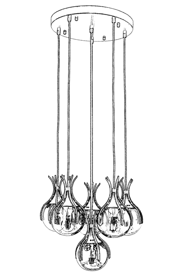 Luxury L-60161-6T-BSY Black Boyalı Modern Chandelier E27 Metal Cam 50cm - 2