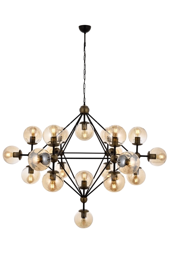 Luxury L-60163-21BSY Black Boyalı Modern Chandelier E27 Metal Cam 150cm - 1