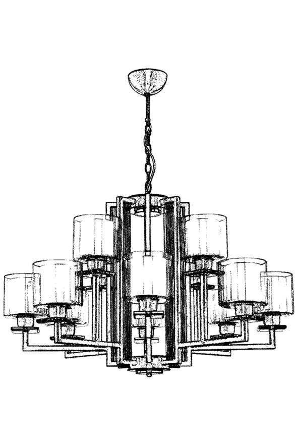 Luxury L-60190-12E Eskitme Kaplama Modern Chandelier E27 Metal Cam 105cm - 2