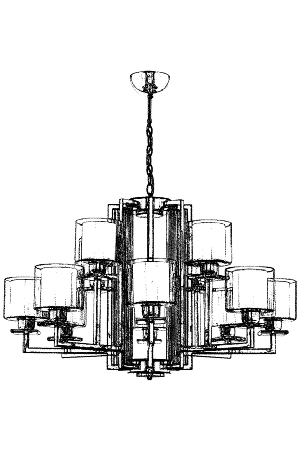 Luxury L-60190-12K Krom Kaplama Modern Chandelier E27 Metal Cam 105cm - 3