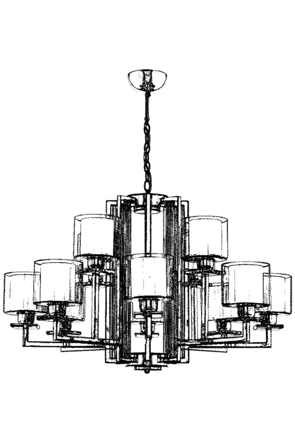 Luxury L-60190-12K Krom Kaplama Modern Chandelier E27 Metal Cam 105cm - 3