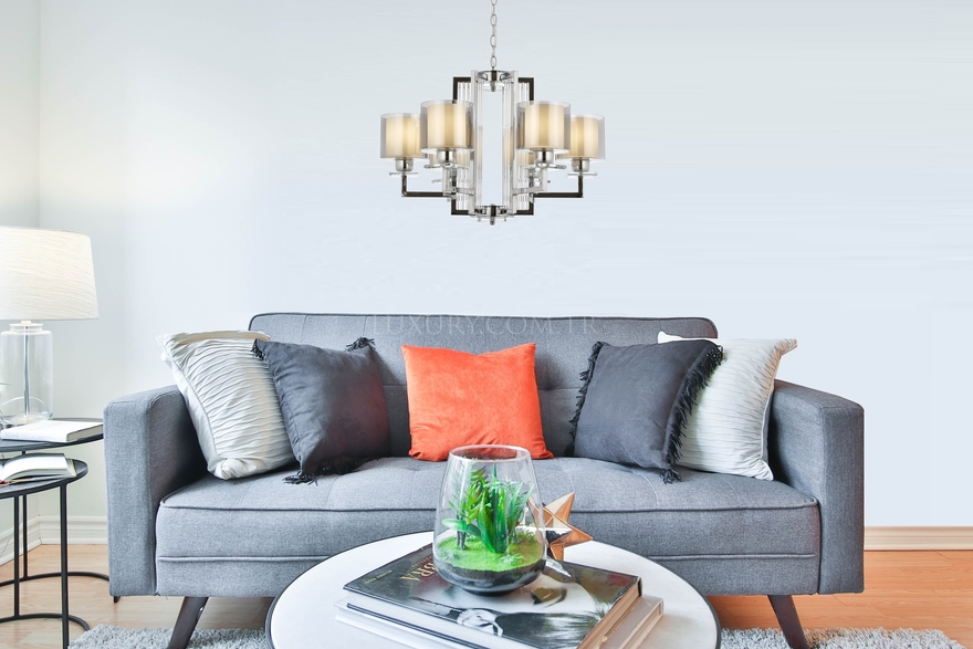 Luxury L-60190-6K Krom Kaplama Modern Chandelier E27 Metal Cam 70cm - 2