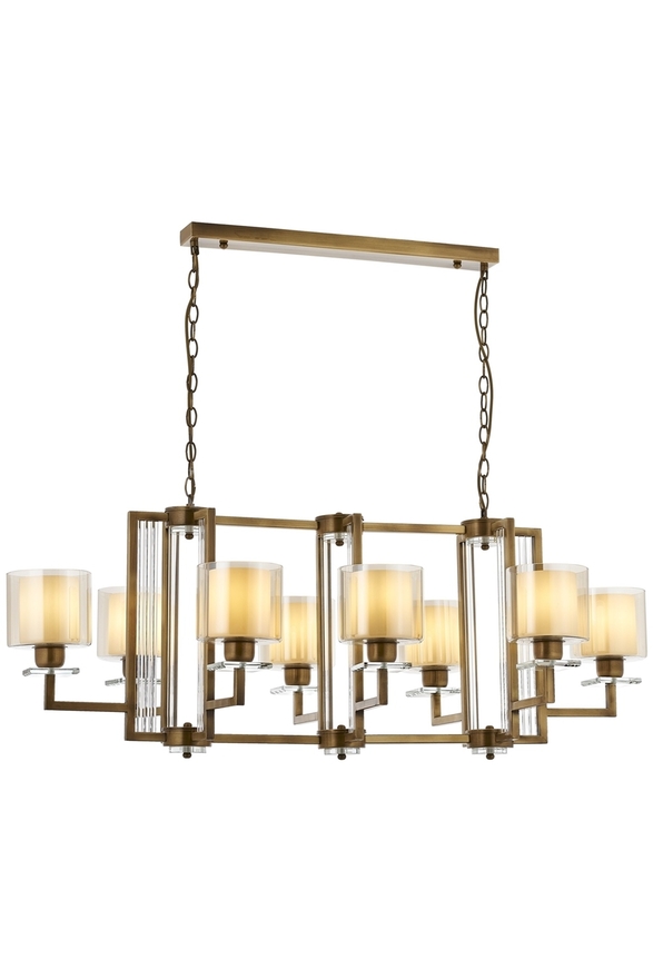 Luxury L-60190-8E-YM Eskitme Kaplama Modern Chandelier E27 Metal Cam 110x60cm - Luxury Avize ve Aydınlatma