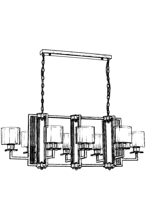 Luxury L-60190-8E-YM Eskitme Kaplama Modern Chandelier E27 Metal Cam 110x60cm - 2