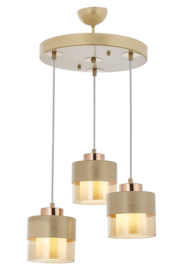 Luxury L-60193-3T-KRM Krem Boyalı Modern Chandelier E27 Metal Cam 40cm - 1