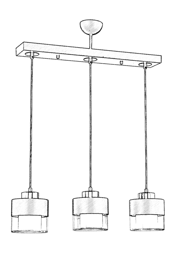 Luxury L-60193-3Y-BSY Black Boyalı Modern Chandelier E27 Metal Cam 70x15cm - 2