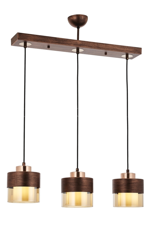 Luxury L-60193-3Y-CPR Bakır Patina Boyalı Modern Chandelier E27 Metal Cam 70x15cm - 1