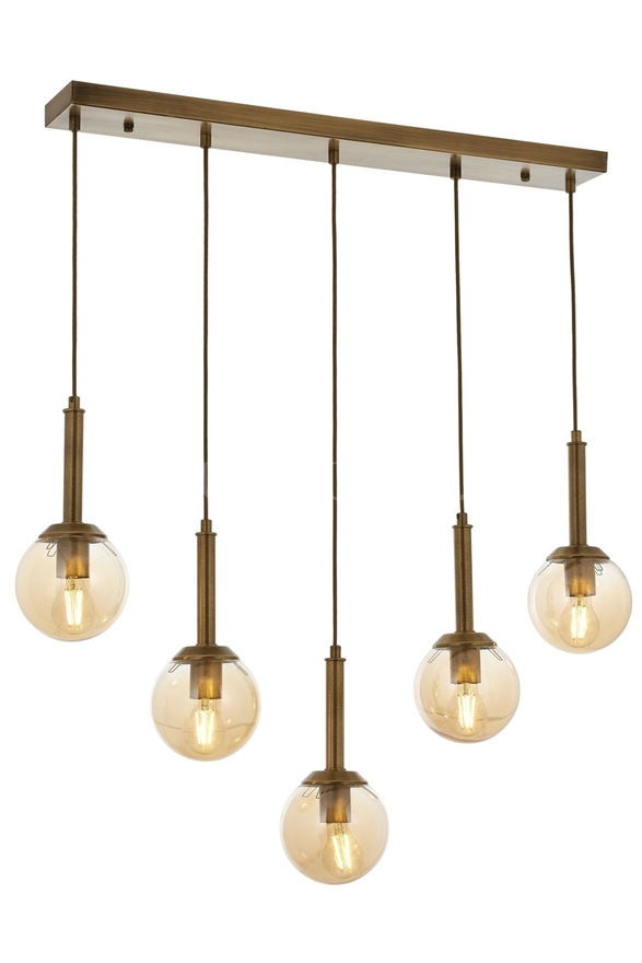 Luxury L-60216-5EY Eskitme Kaplama Modern Chandelier E27 Metal Cam 80x13cm - 1