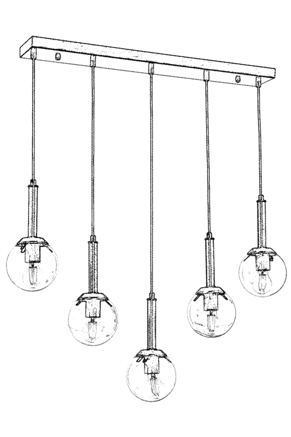 Luxury L-60216-5EY Eskitme Kaplama Modern Chandelier E27 Metal Cam 80x13cm - 3