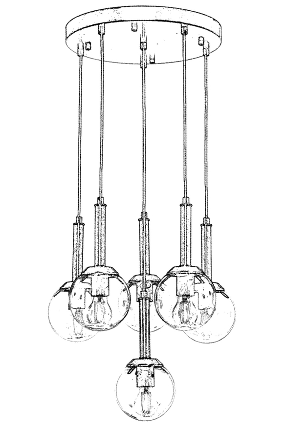 Luxury L-60216-6ET Eskitme Kaplama Modern Chandelier E27 Metal Cam 50cm - 3