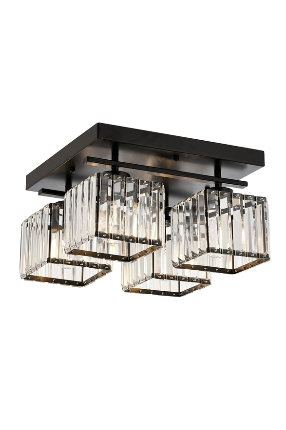 LUXURY L-60230-4BSY Black Boyalı Modern Chandelier E27 Metal Kristal 40x40cm - Luxury