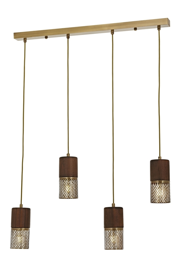 Luxury L-60265-4EY Eskitme Kaplama Modern Chandelier E27 Metal Wood 80x9cm - 1