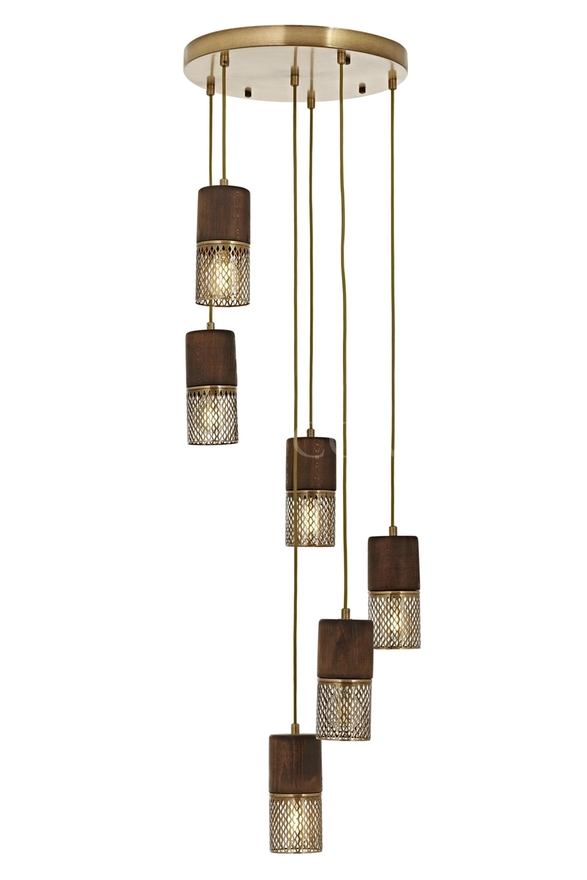 Luxury L-60265-6ET Eskitme Kaplama Modern Chandelier E27 Metal Wood 40cm - Luxury Avize ve Aydınlatma