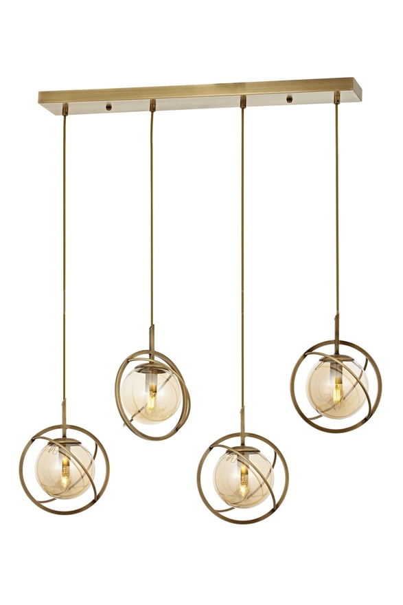 Luxury L-60291-4EY Eskitme Kaplama Modern Chandelier E14 Metal Cam 80x22cm - 1