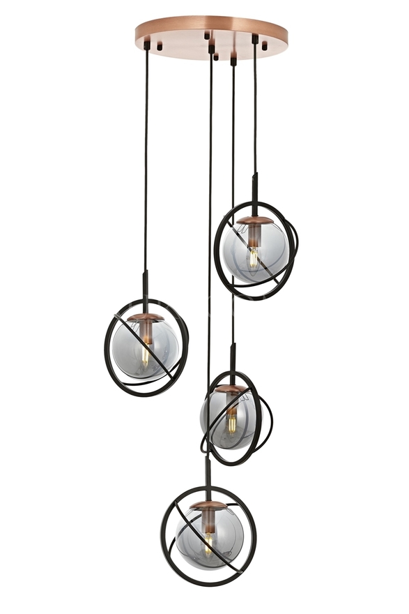 Luxury L-60291-4T-BSY Black Boyalı Modern Chandelier E14 Metal Cam 35cm - 1