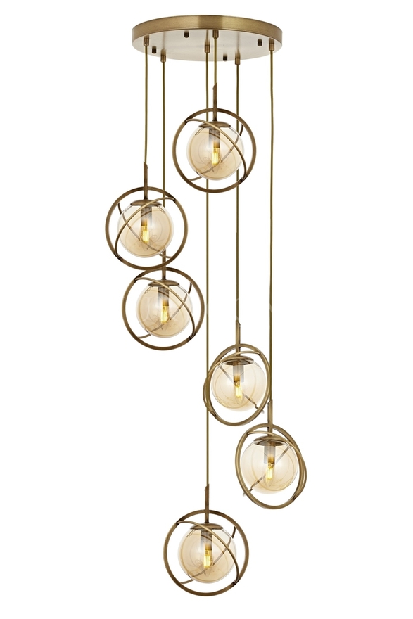 Luxury L-60291-6ET Eskitme Kaplama Modern Chandelier E14 Metal Cam 40cm - 1