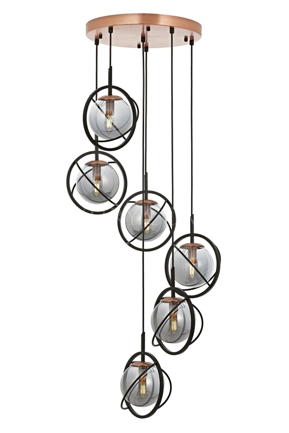 Luxury L-60291-6T-BSY Black Boyalı Modern Chandelier E14 Metal Cam 40cm - 1