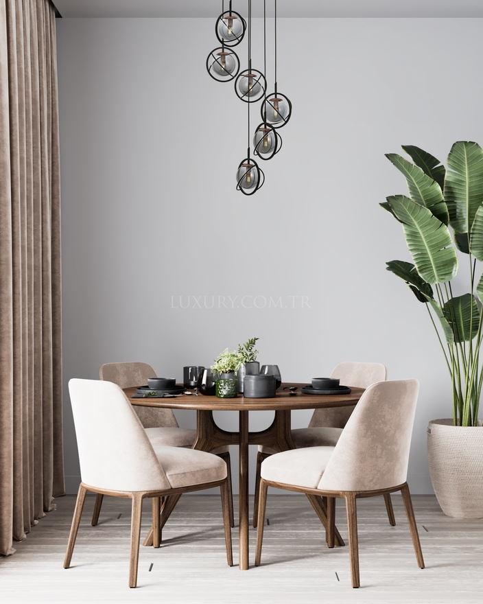 Luxury L-60291-6T-BSY Black Boyalı Modern Chandelier E14 Metal Cam 40cm - 2