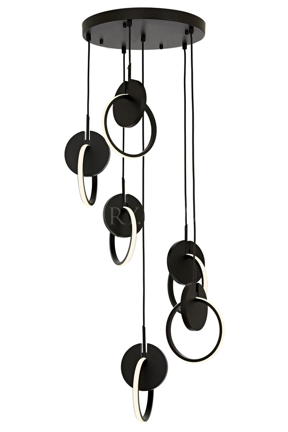 Luxury L-60370-6T-BSY Black Boyalı Modern Chandelier LED Metal Wood Pleksi 40cm - Luxury Avize ve Aydınlatma