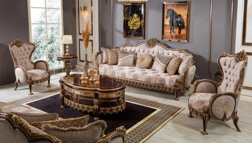 Luxury Melina Brown Living Room - 1101