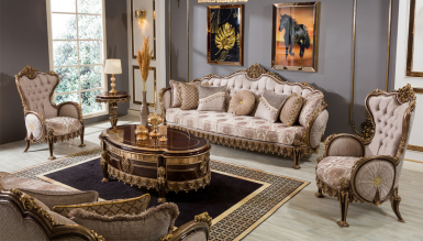 Luxury Melina Brown Living Room - 1101