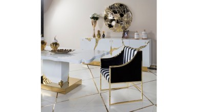 Luxury Metal Beyaz Yemek Odası - Thumbnail