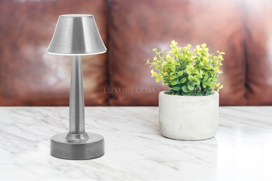 LUXURY ML-64006-N Nikel Kaplama Desk Lamp LED Metal Pleksi 11cm - 2