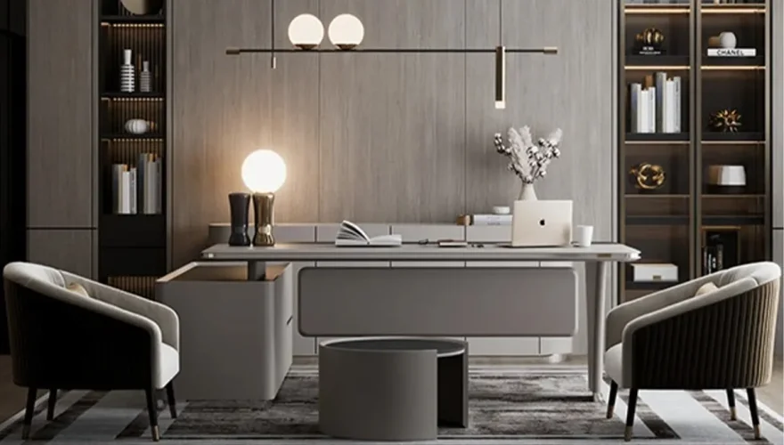 Madrid Modern White Office Set - 1