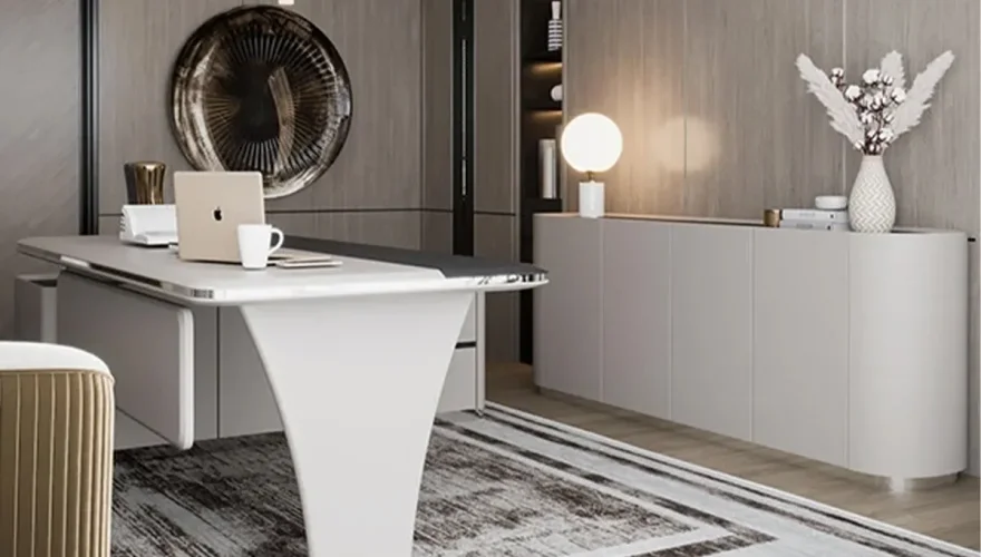 Madrid Modern White Office Set - 5