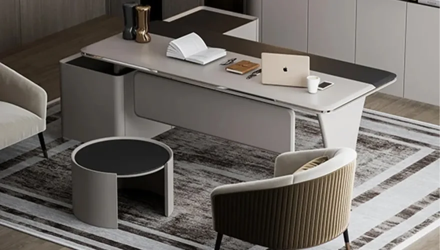 Madrid Modern White Office Set - 6