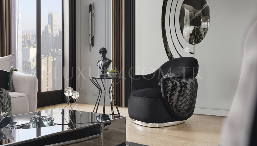 Mamba Modern Black Sofa Set - 12