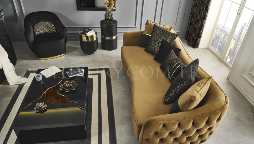 Mamba Modern Gold Sofa Set - 17