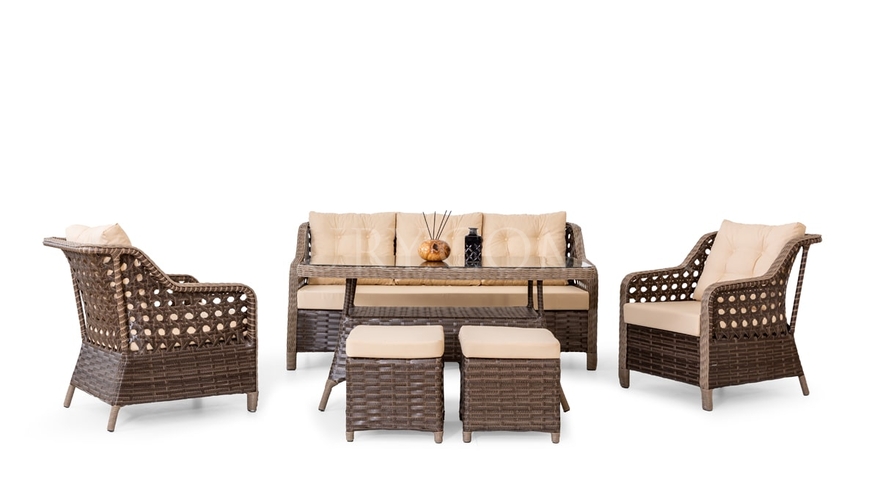 Manolya Brown Garden Sofa Set - 2