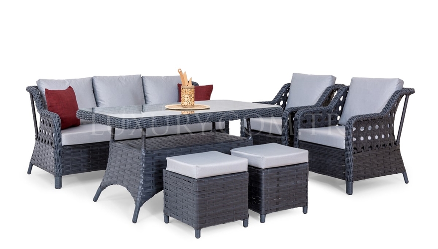 Manolya Gray Garden Sofa Set - 3