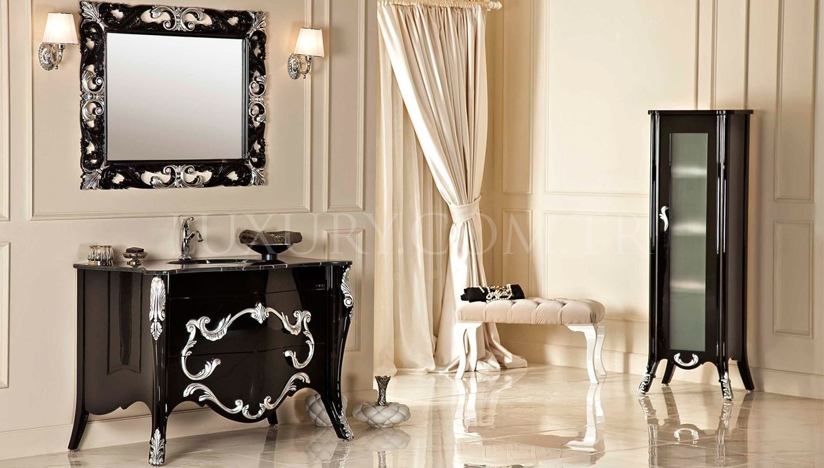 Marena Siyah Klasik Мебель для ванной комнаты Takımı - 1