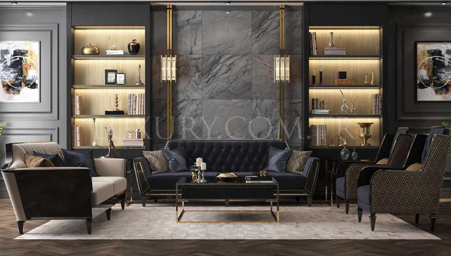 Marron Art Deco Koltuk Takımı - 1108