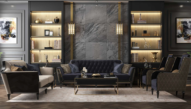 Marron Art Deco Sofa Set - 1108