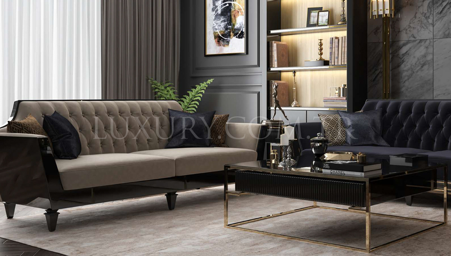 Marron Art Deco Sofa Set - 2