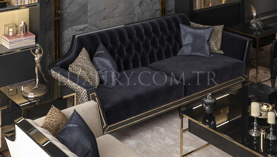 Marron Art Deco Sofa Set - 3