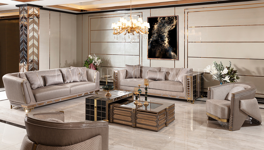 Marsala Metal Sofa Set - 1