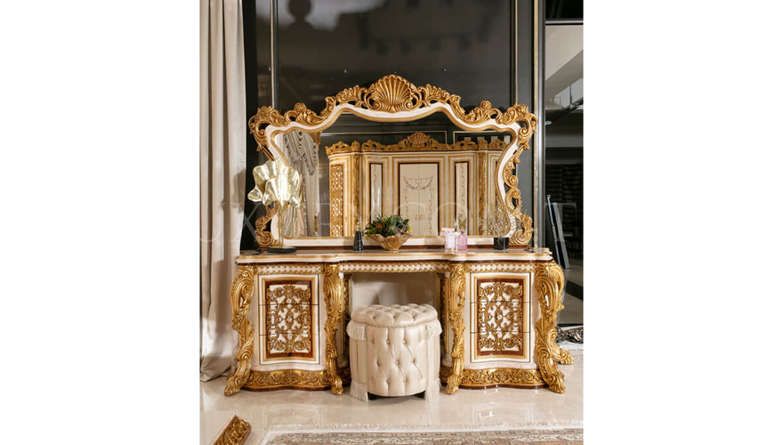 Martinik Altın Varaklı Klasik Yatak Odası - 15