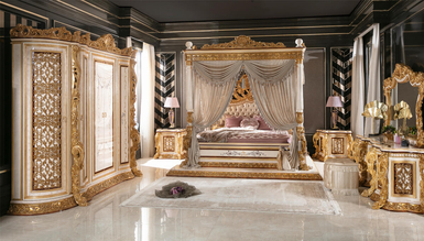 Martinik Altın Varaklı Klasik Yatak Odası