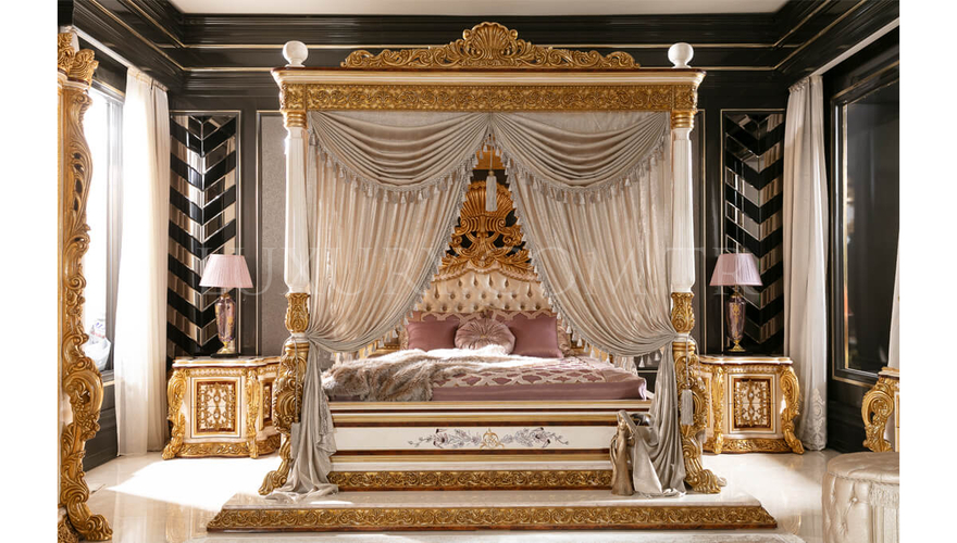 Martinik Altın Varaklı Klasik Yatak Odası - 3
