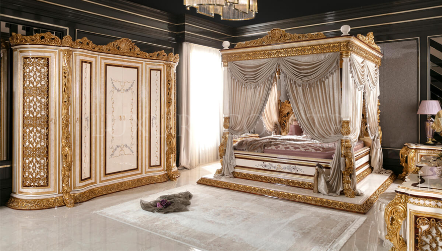 Martinik Altın Varaklı Klasik Yatak Odası - 2