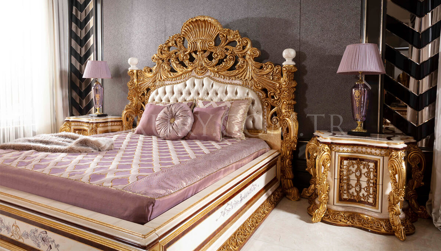 Martinik Altın Varaklı Klasik Yatak Odası - 5