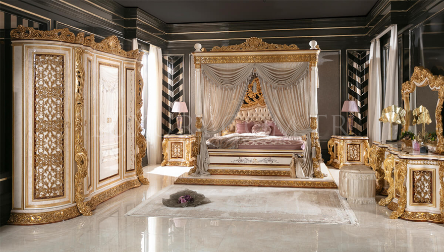 1128 - Martinik Gold Varaklı Classic Bedroom