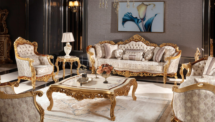 Martinik Gold Varaklı Classic Living Room - 2