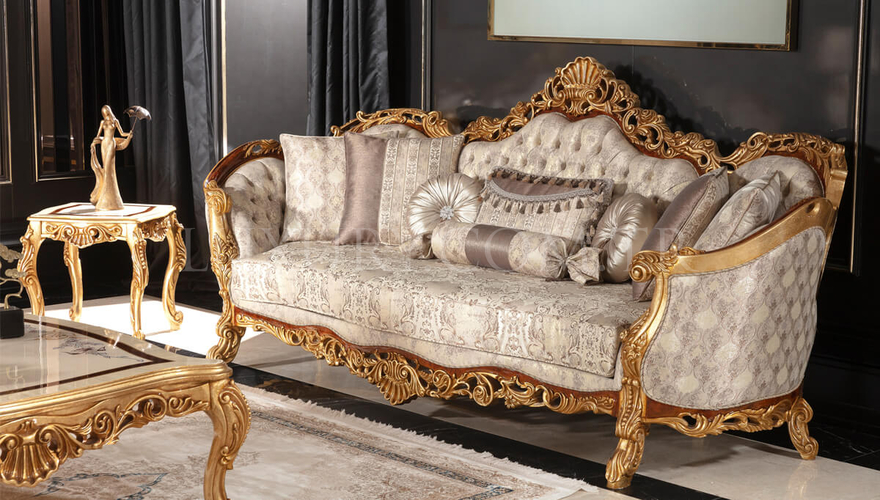 Martinik Gold Varaklı Classic Living Room - 3